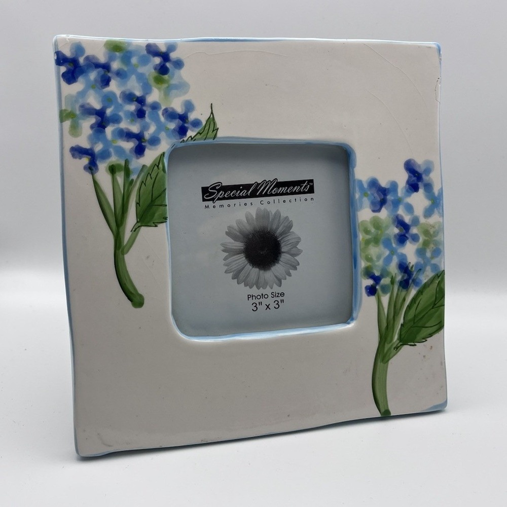 Whimsical Blue Hydrangea Ceramic Photo Frame Tradewind Botanicals Cottagecore
